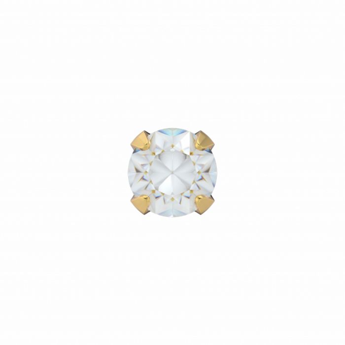 Boucles d'oreilles en acier doré avec pierre chaton blanche de 3,0 mm.