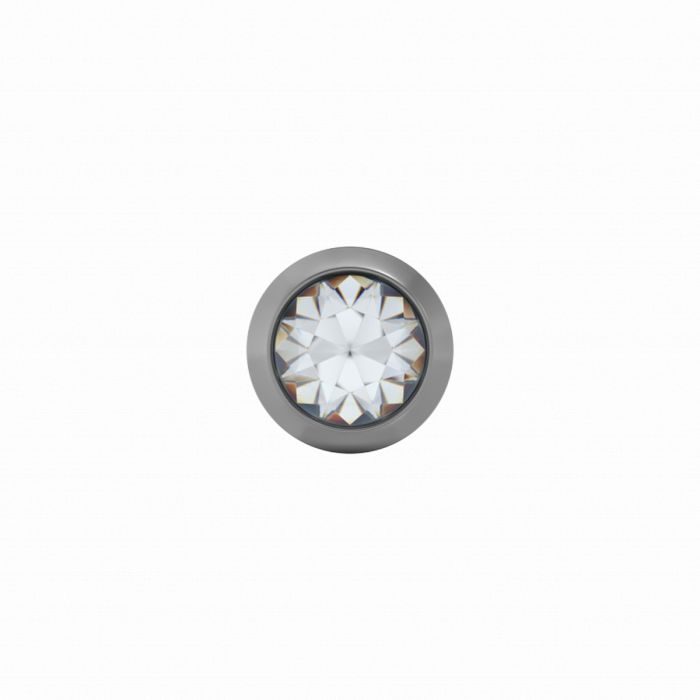 Boucles d'oreilles en titane avec pierre blanche de 3,0 mm, finition argentée.