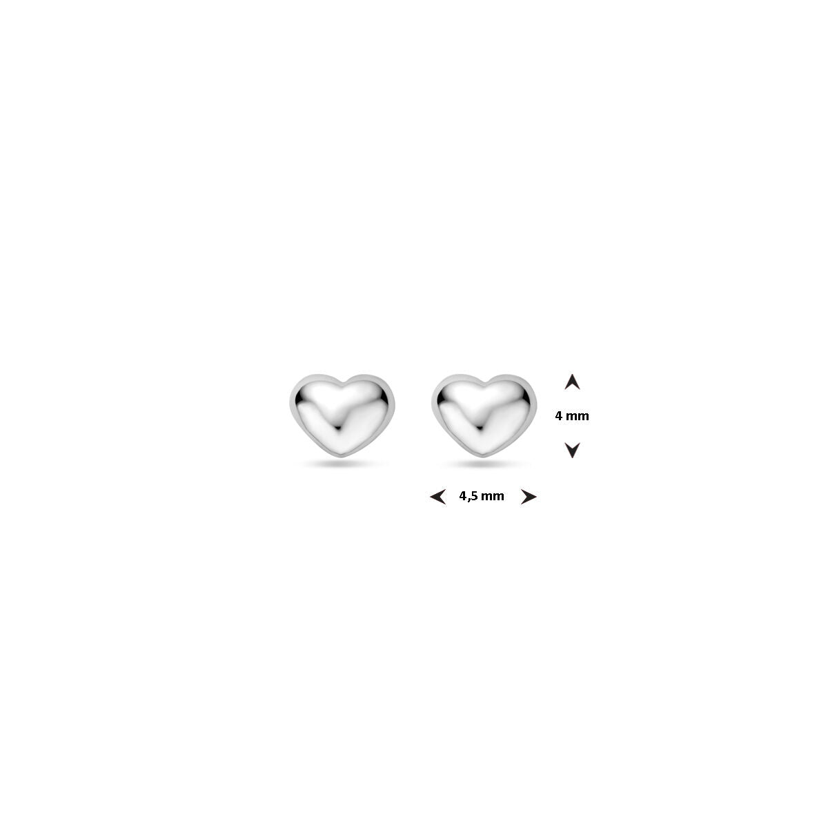puces d'oreilles cœur 3,5 mm argent rhodié