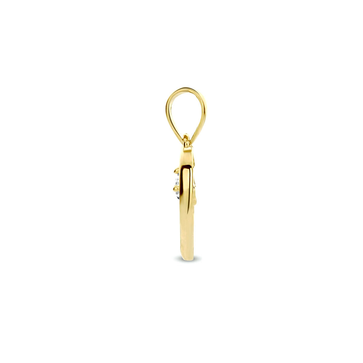 pendentif cœur zircone or jaune 14K