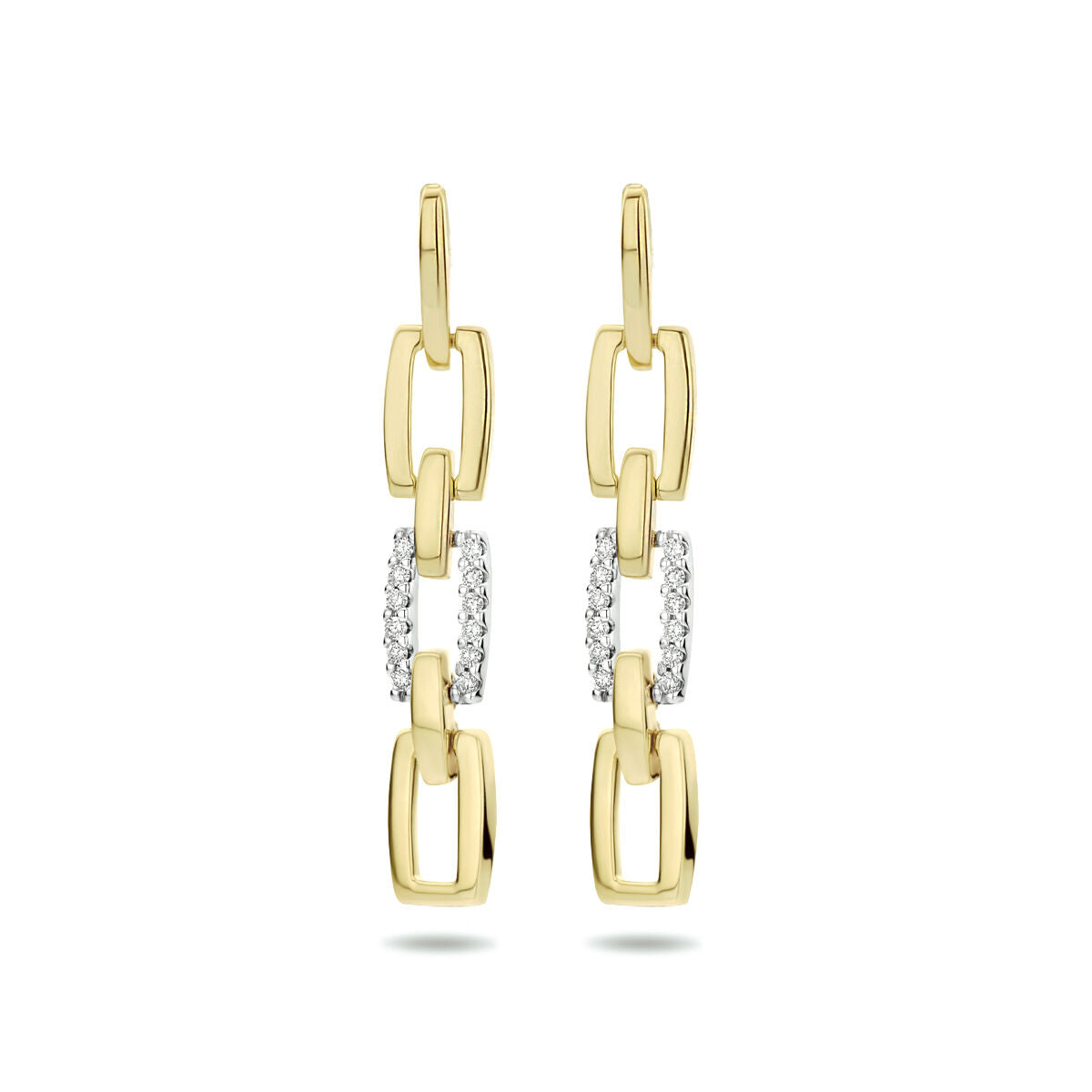 boucles d'oreilles diamant 0.10ct (2x0.05ct) h si or bicolore jaune/blanc 14K