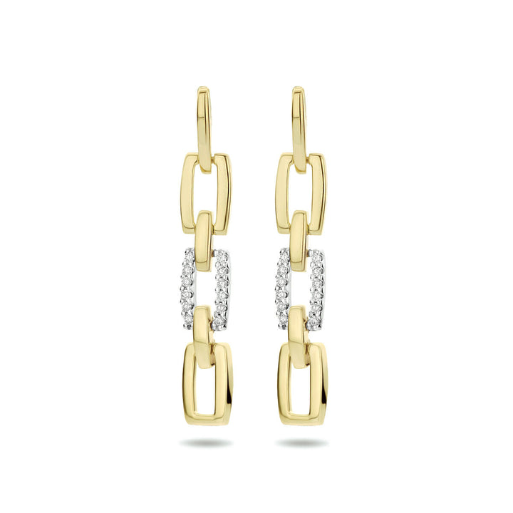 boucles d'oreilles diamant 0.10ct (2x0.05ct) h si or bicolore jaune/blanc 14K