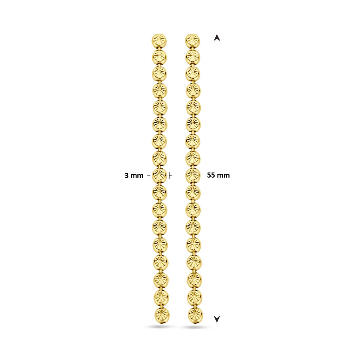 boucles d'oreilles gediamantées 55 mm 1 micron argent plaqué or (jaune)