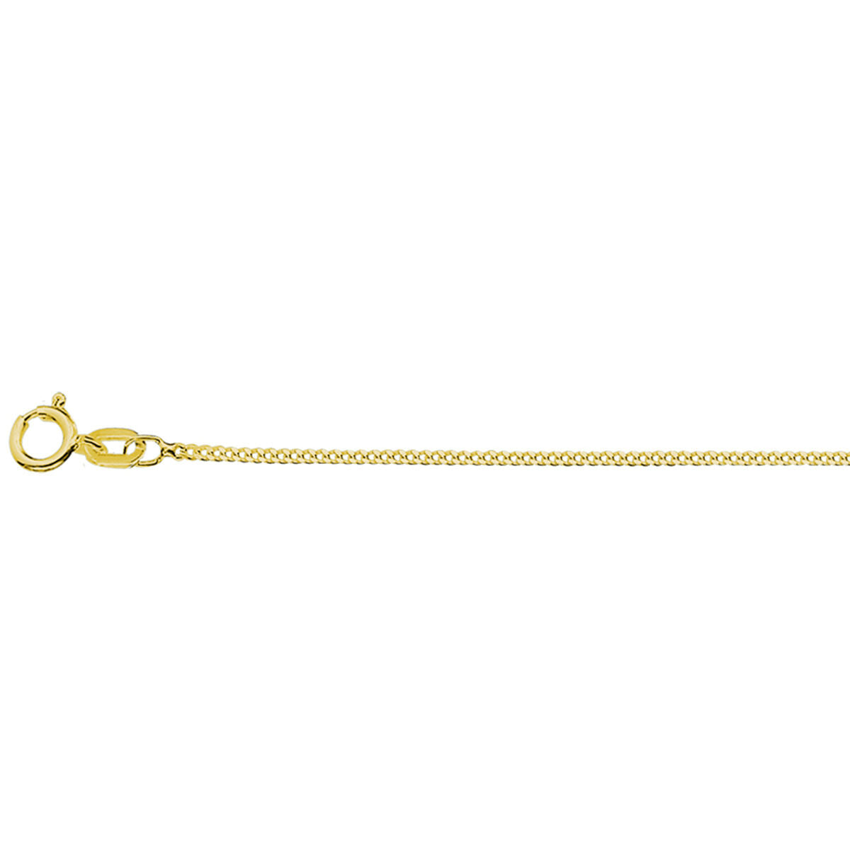 Een close-up van het Van der Kooij Collectie collier gourmette 4-zijdes geslepen 1,2 mm, 41 + 4 cm, 3 micron zilver verguld (geel), afgebeeld op een witte achtergrond - ideaal als dames ketting of om te combineren met andere goudstukken.