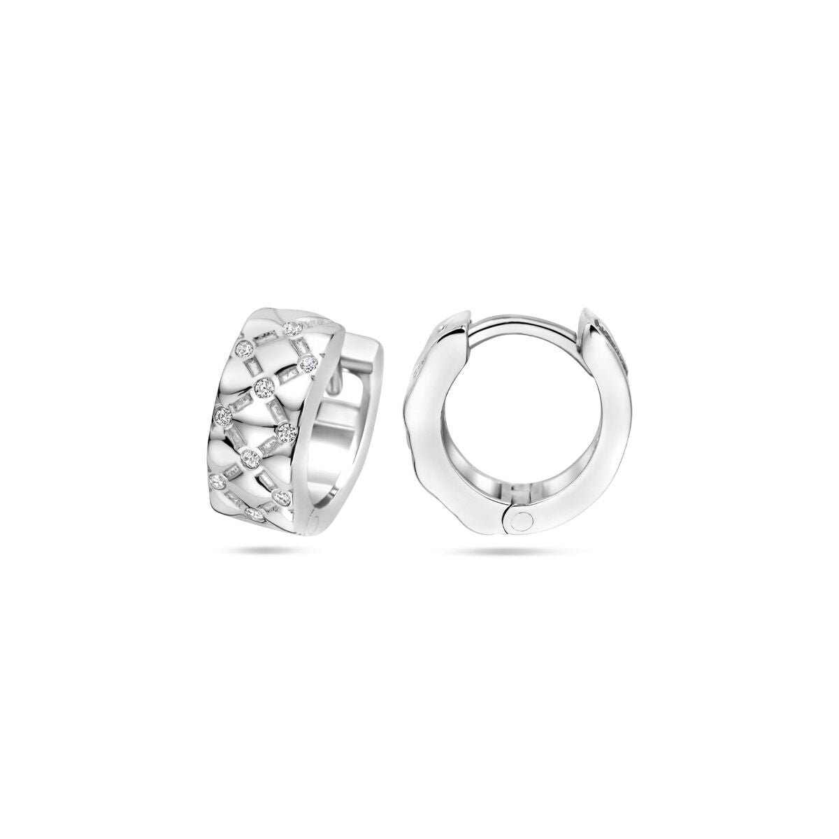 créoles zircone 13 mm argent rhodié