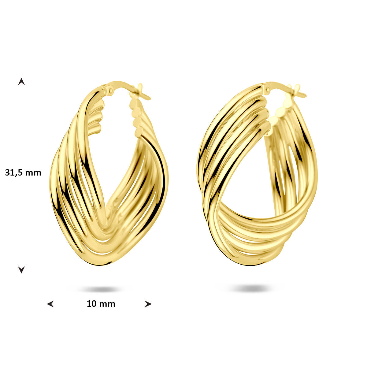 Créoles en argent plaqué or – argent 925 avec plaquage en or jaune