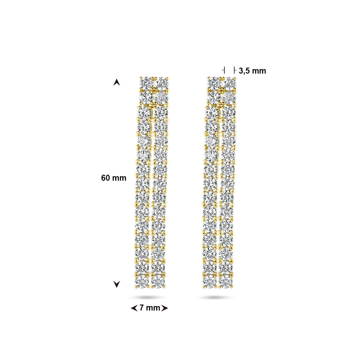 boucles d'oreilles zircone argent plaqué or (jaune)