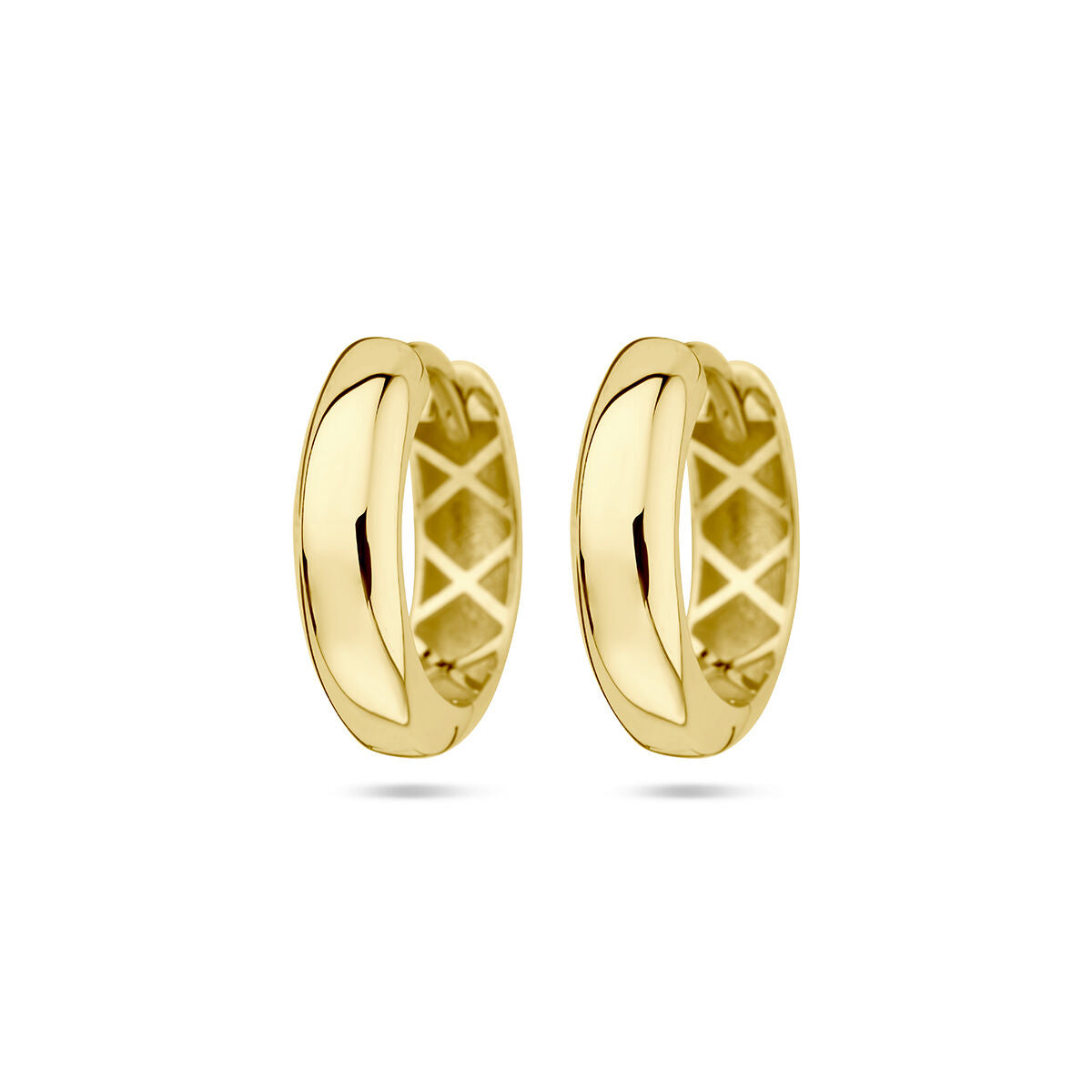 Boucles d'oreilles en or jaune 14K, demi-rondes, 4,0 mm de large, finition lisse.