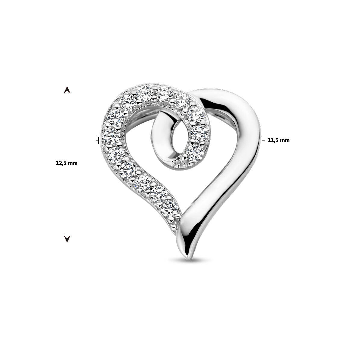pendentif cœur et zircone argent rhodié