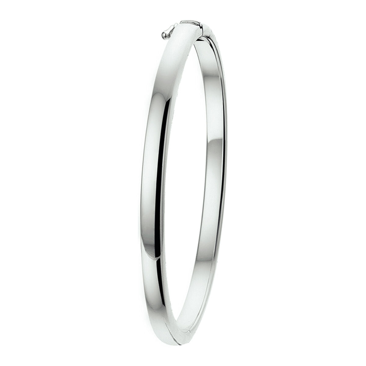 Bracelet jonc en argent rhodié, tube lisse de 4 mm de large, forme arrondie.