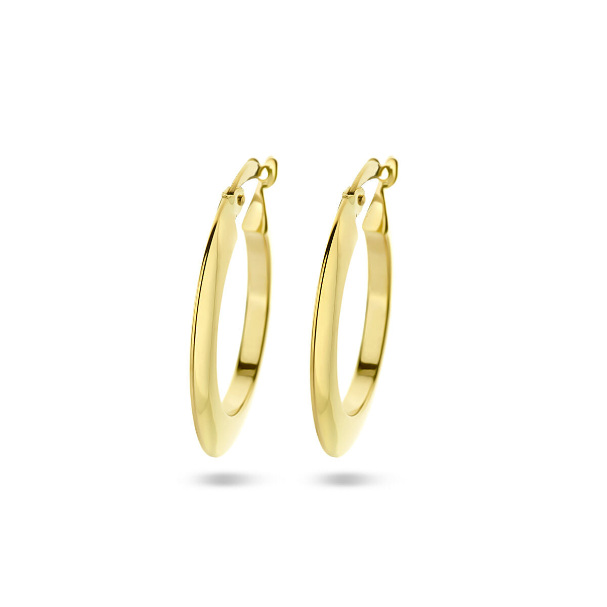 Boucles d'oreilles en or jaune 14K, en forme de tube pointu et lisse.