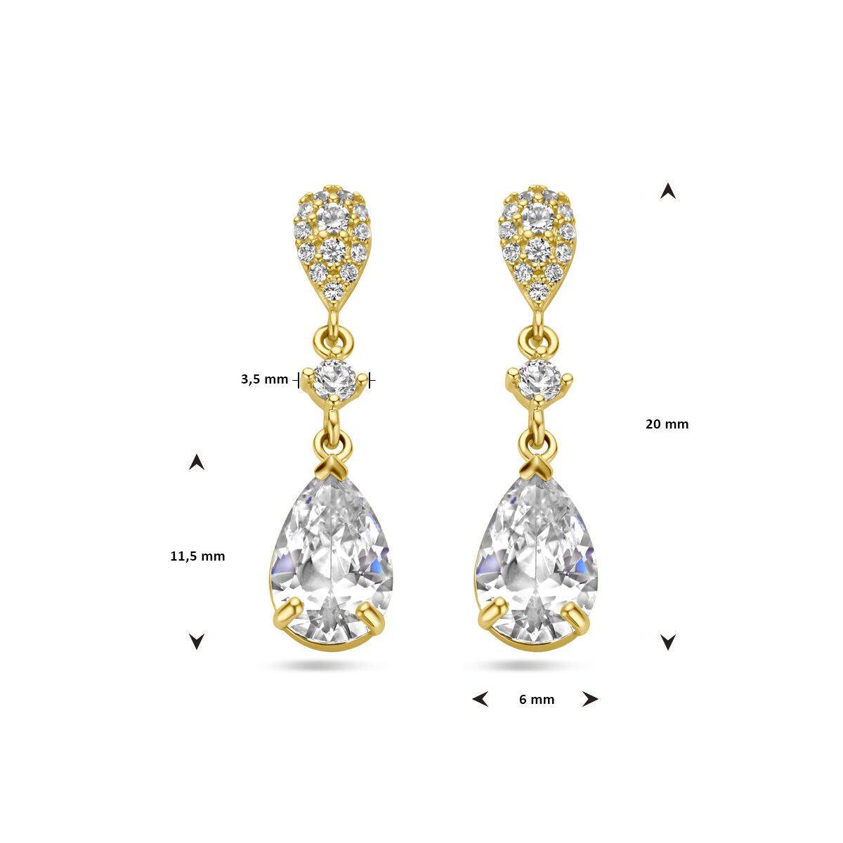 boucles d'oreilles zircone 14K or jaune