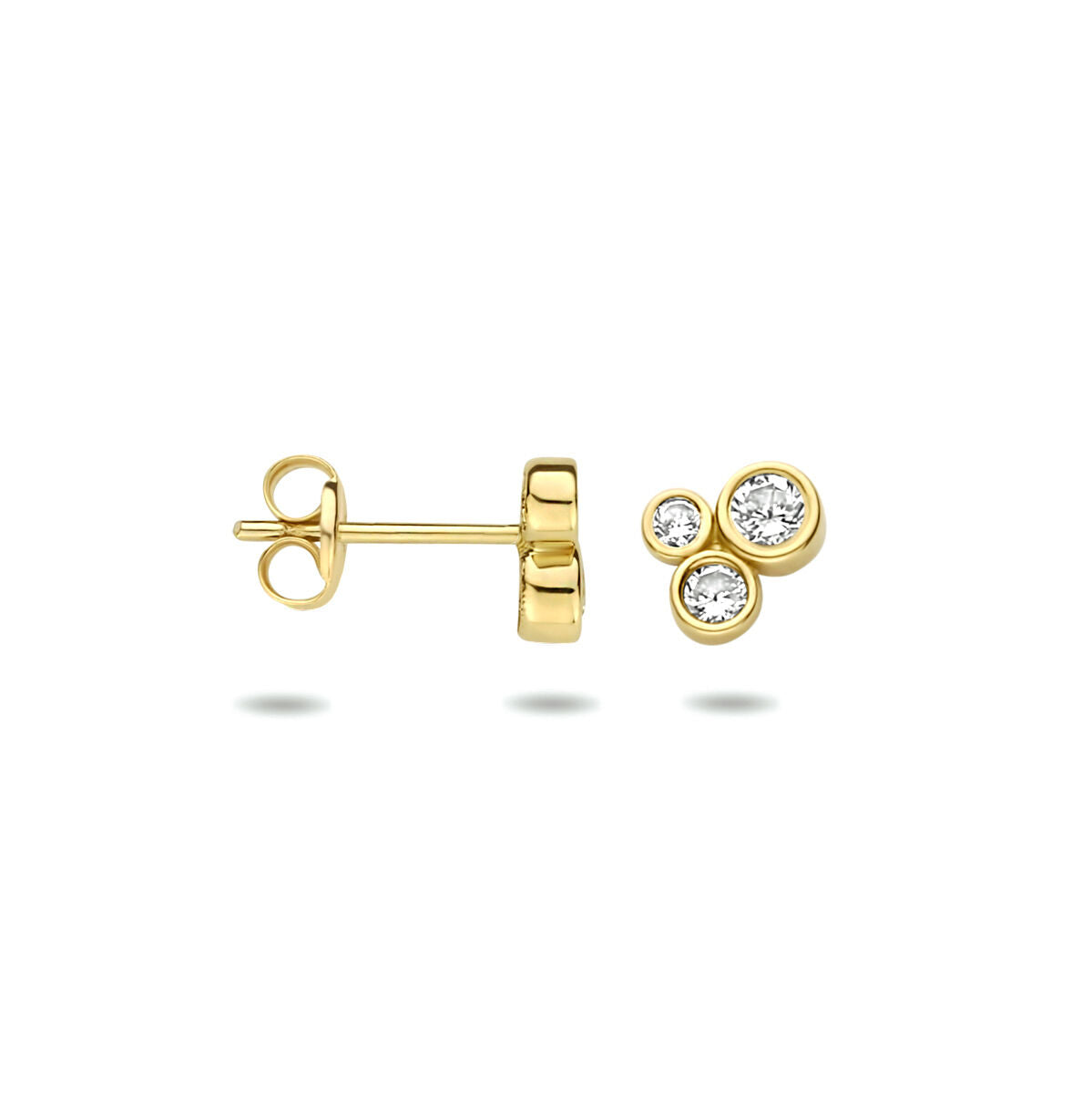 puces d'oreilles zircone 14K or jaune