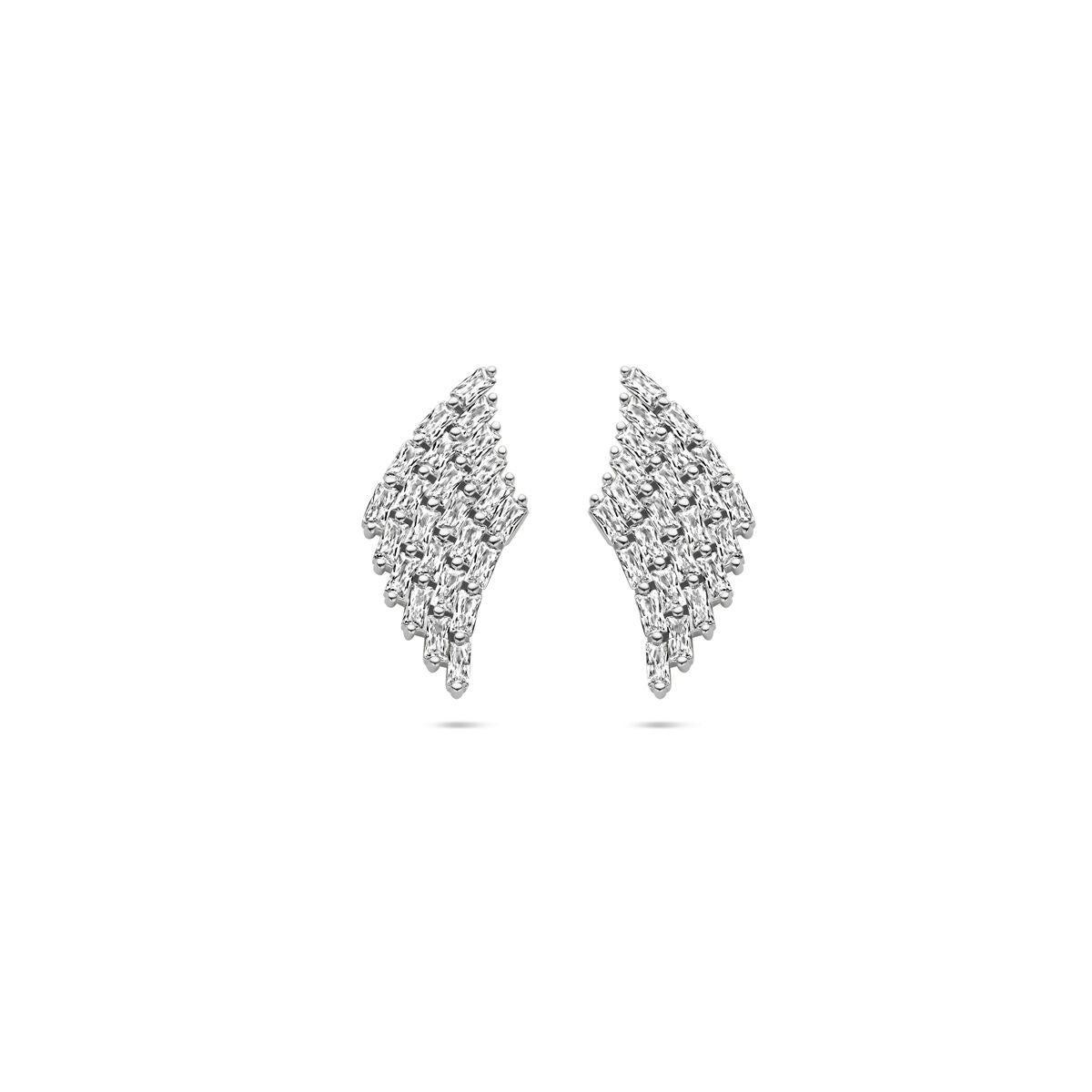 Boucles d'oreilles en argent rhodié ornées de zircons, mesurant 23 mm.