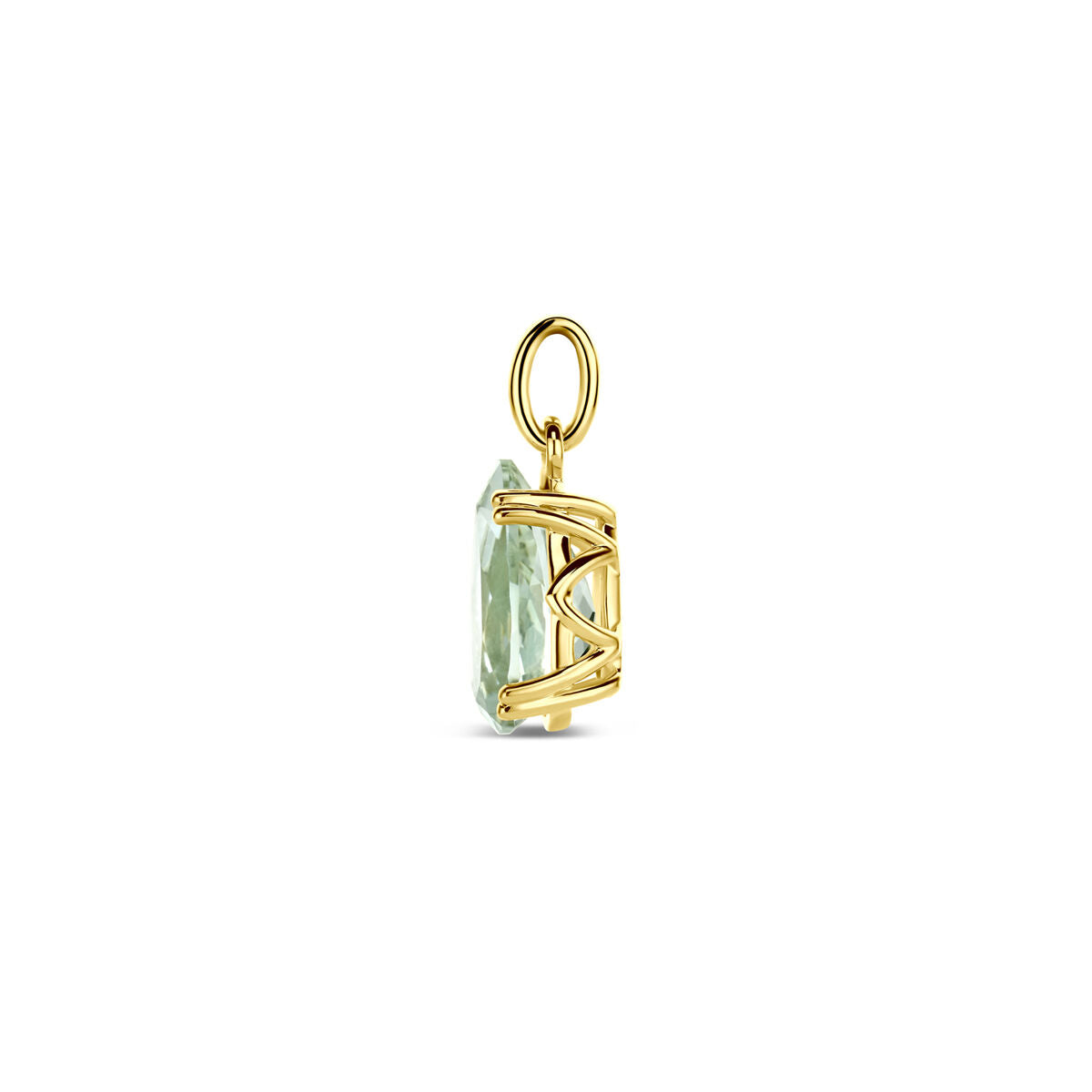 pendentif améthyste verte 18 mm or jaune 14K