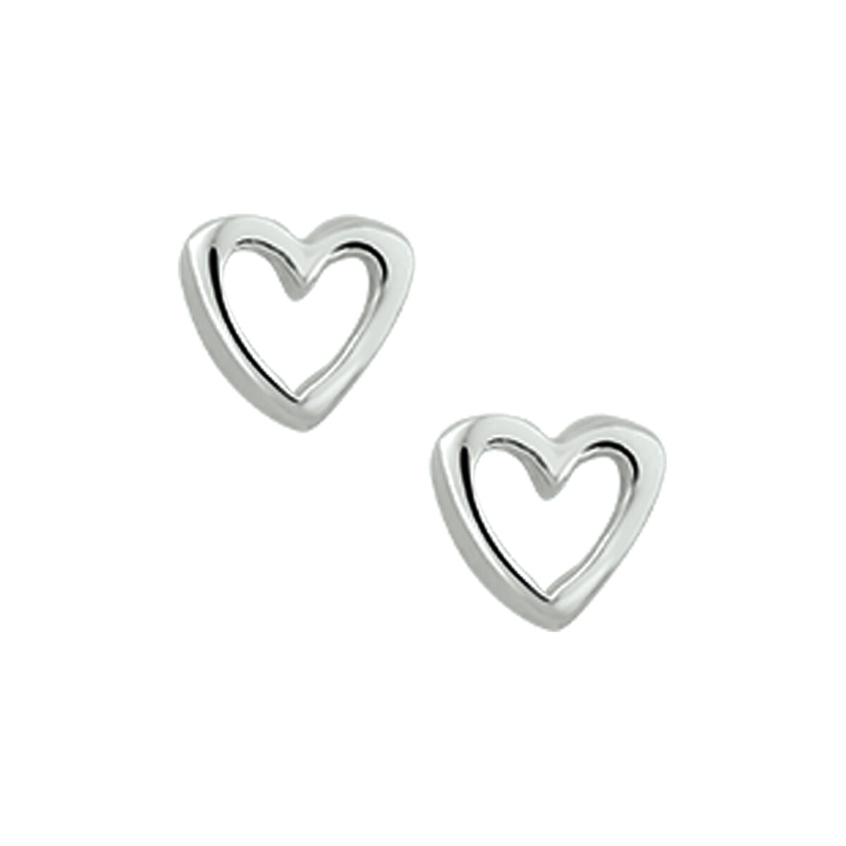 puces d'oreilles cœur argent blanc