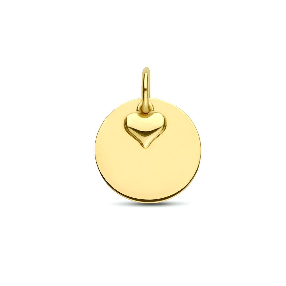 Graveerhanger in 14K geelgoud met een hartje als opvallend detail.