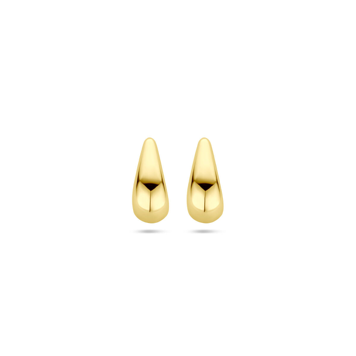 Boucles d'oreilles en forme de goutte en or jaune 14K, mesurant 13 mm.