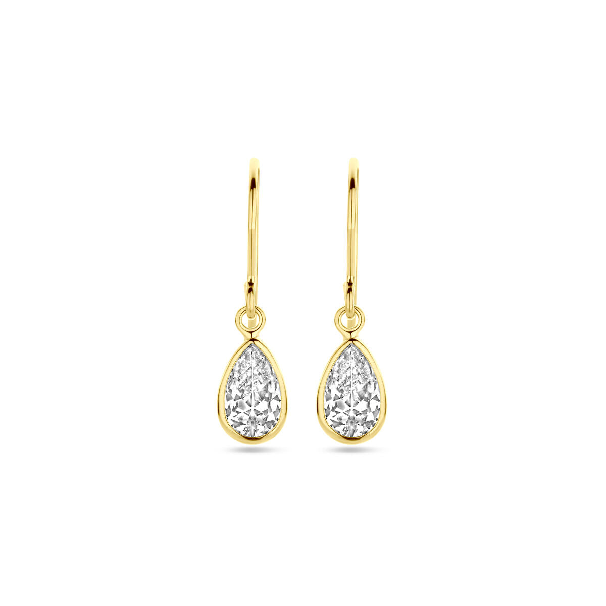 Boucles d'oreilles en or jaune 14K avec pendentifs en forme de goutte ornés de zirconia.