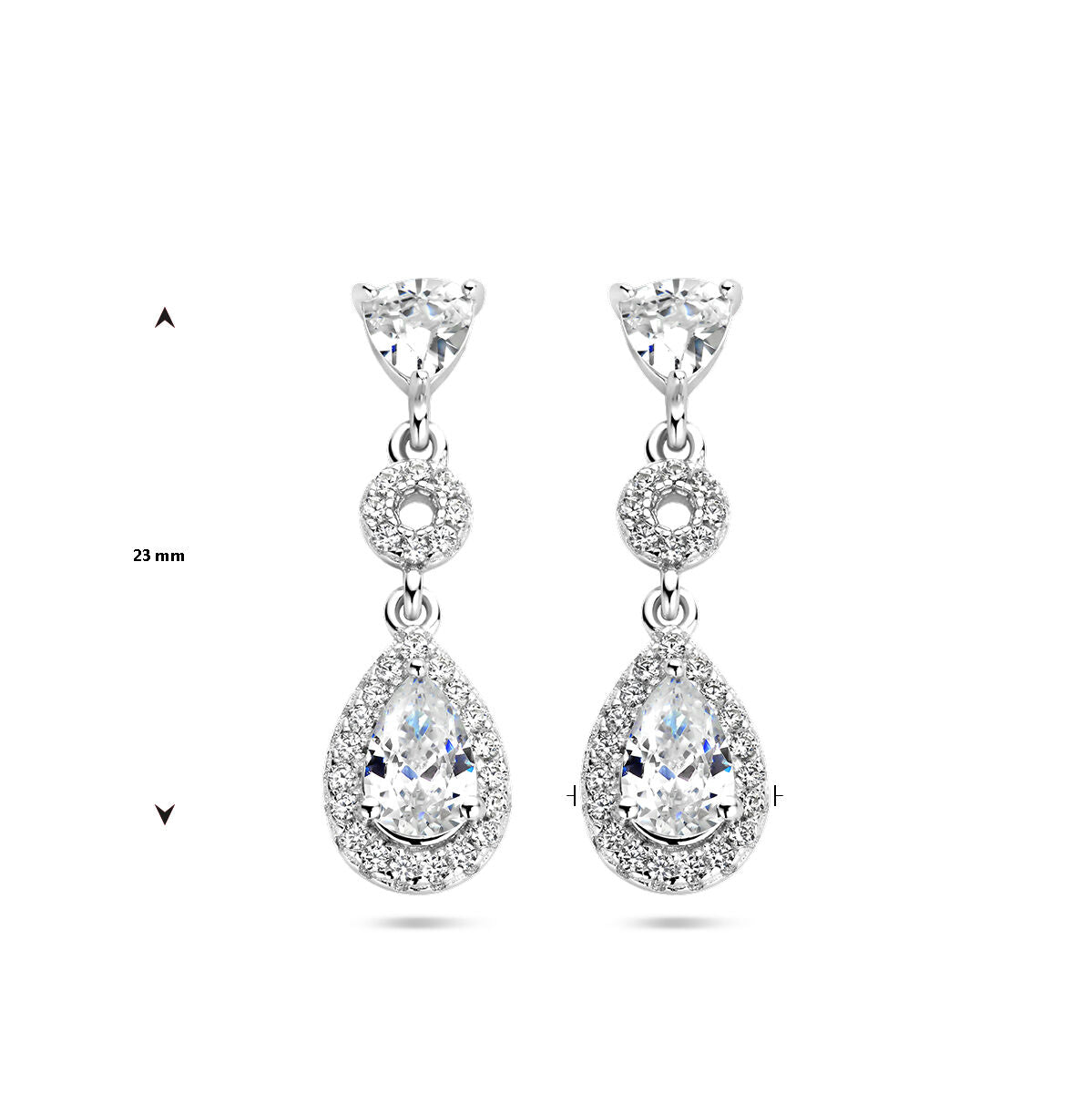 boucles d'oreilles zircone halo argent rhodié