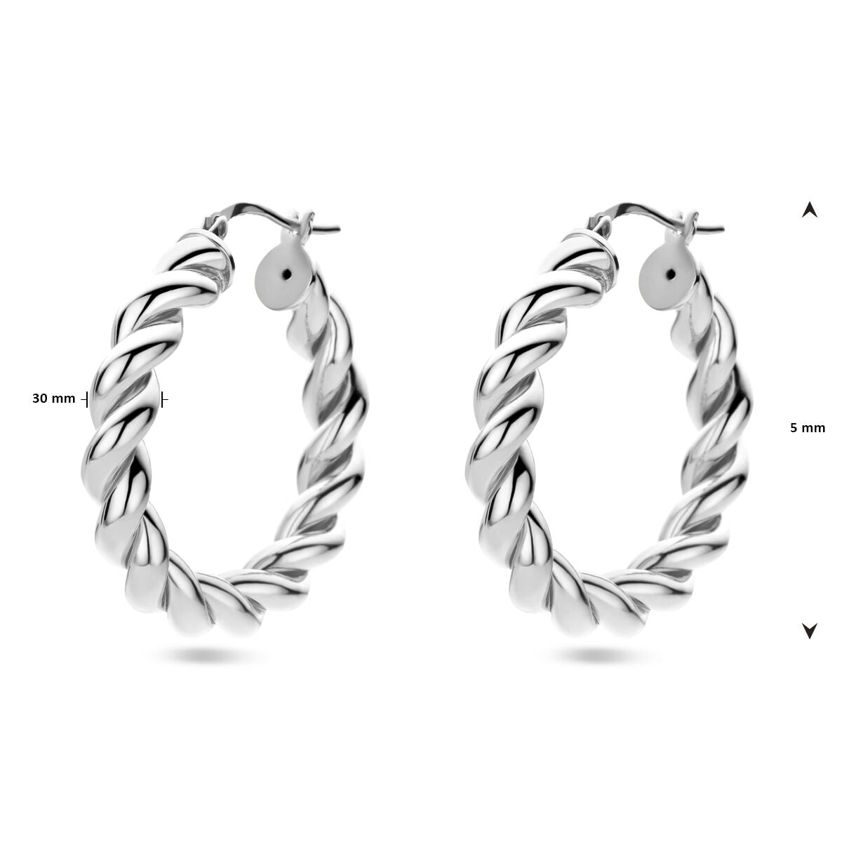 créoles torsadées en argent rhodié