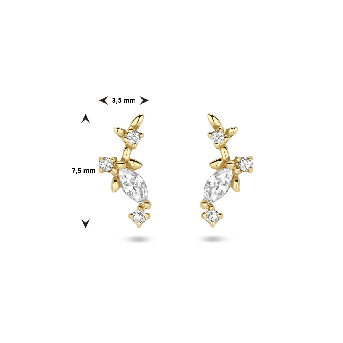 puces d'oreilles zircone 14K or jaune