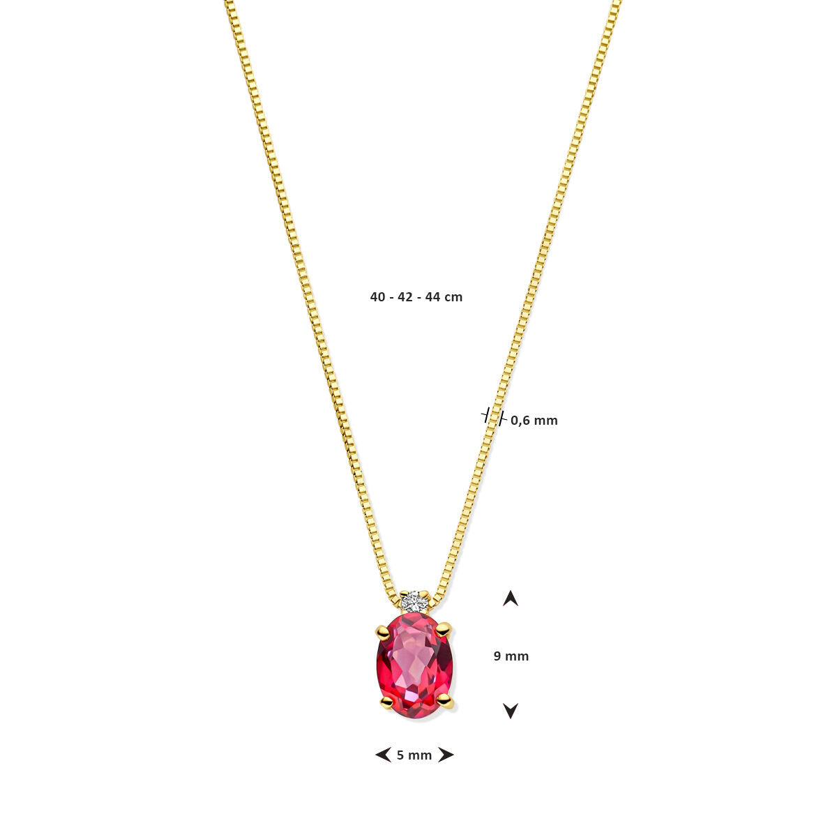 Collier en or pour femme topaze rose et diamant 14K