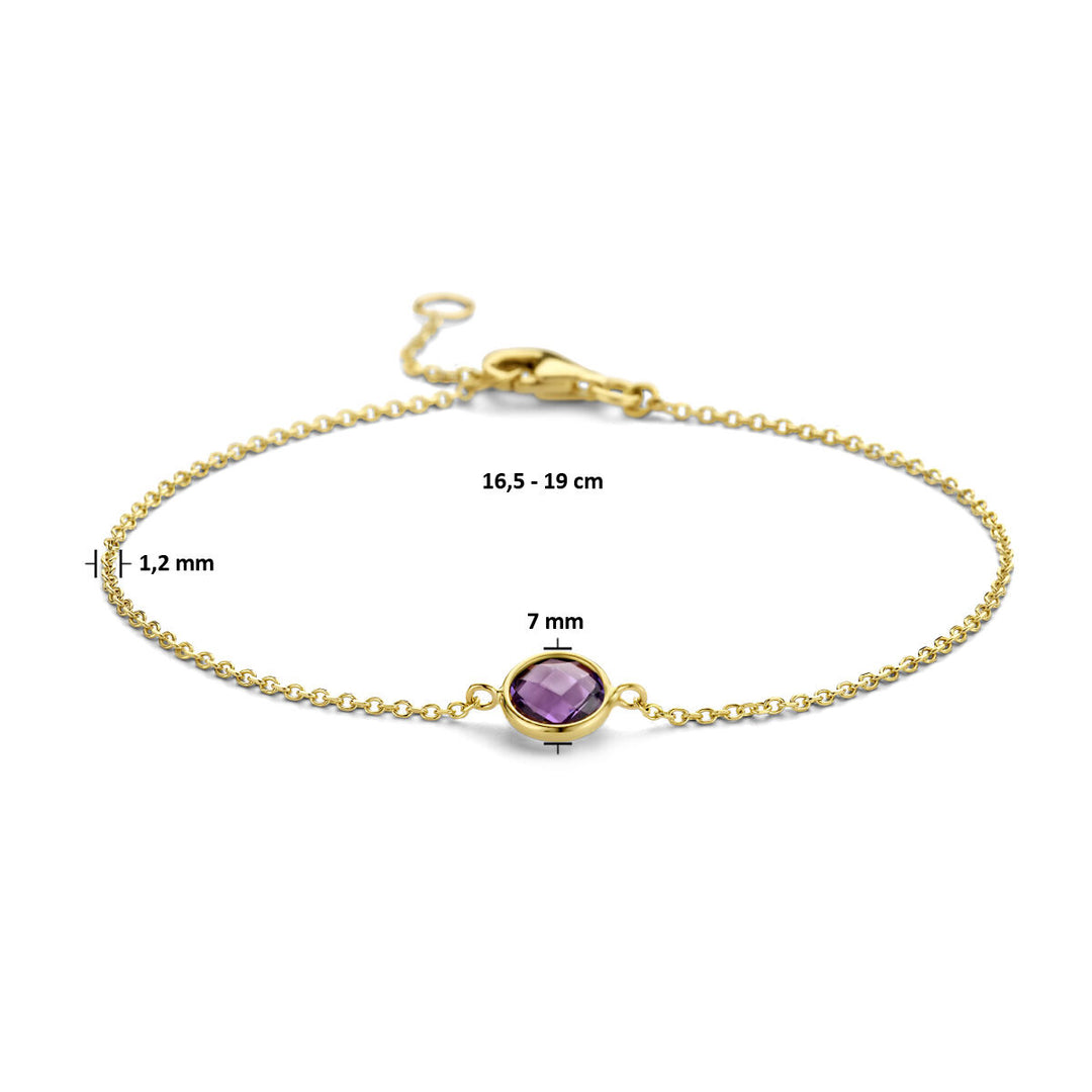 armband amethist 16,5 - 19 cm 14K geelgoud