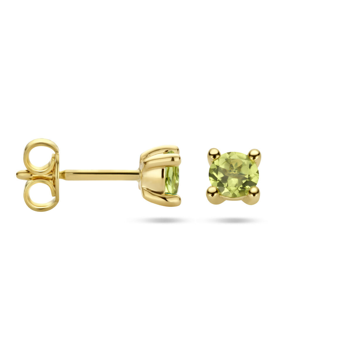 puces d'oreilles péridot or jaune 14K