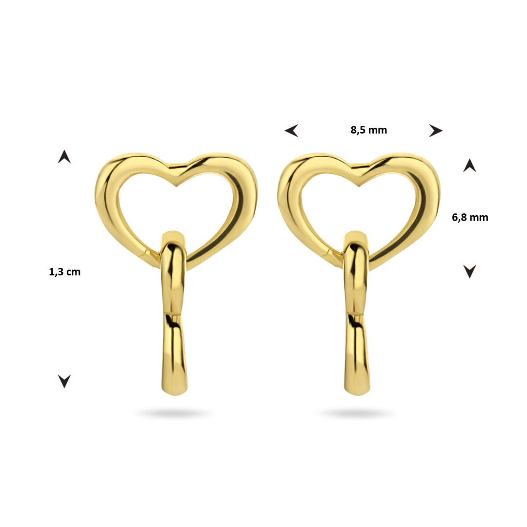 oorhangers hartjes 1 micron zilver verguld (geel)