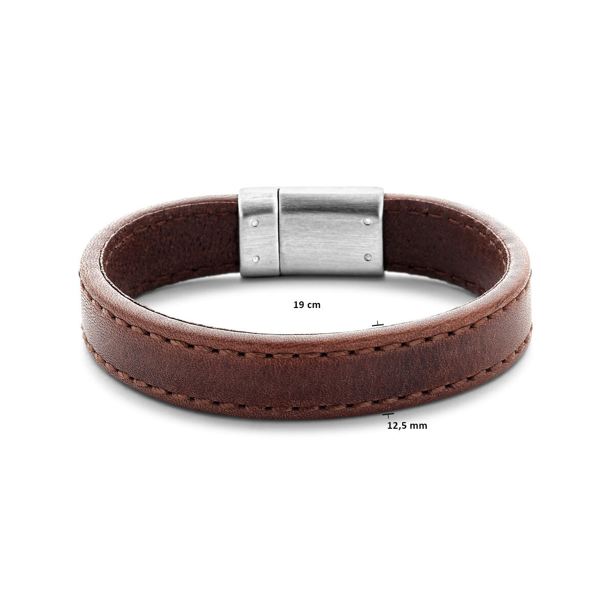 bracelet cuir marron foncé 12,5 mm acier inoxydable