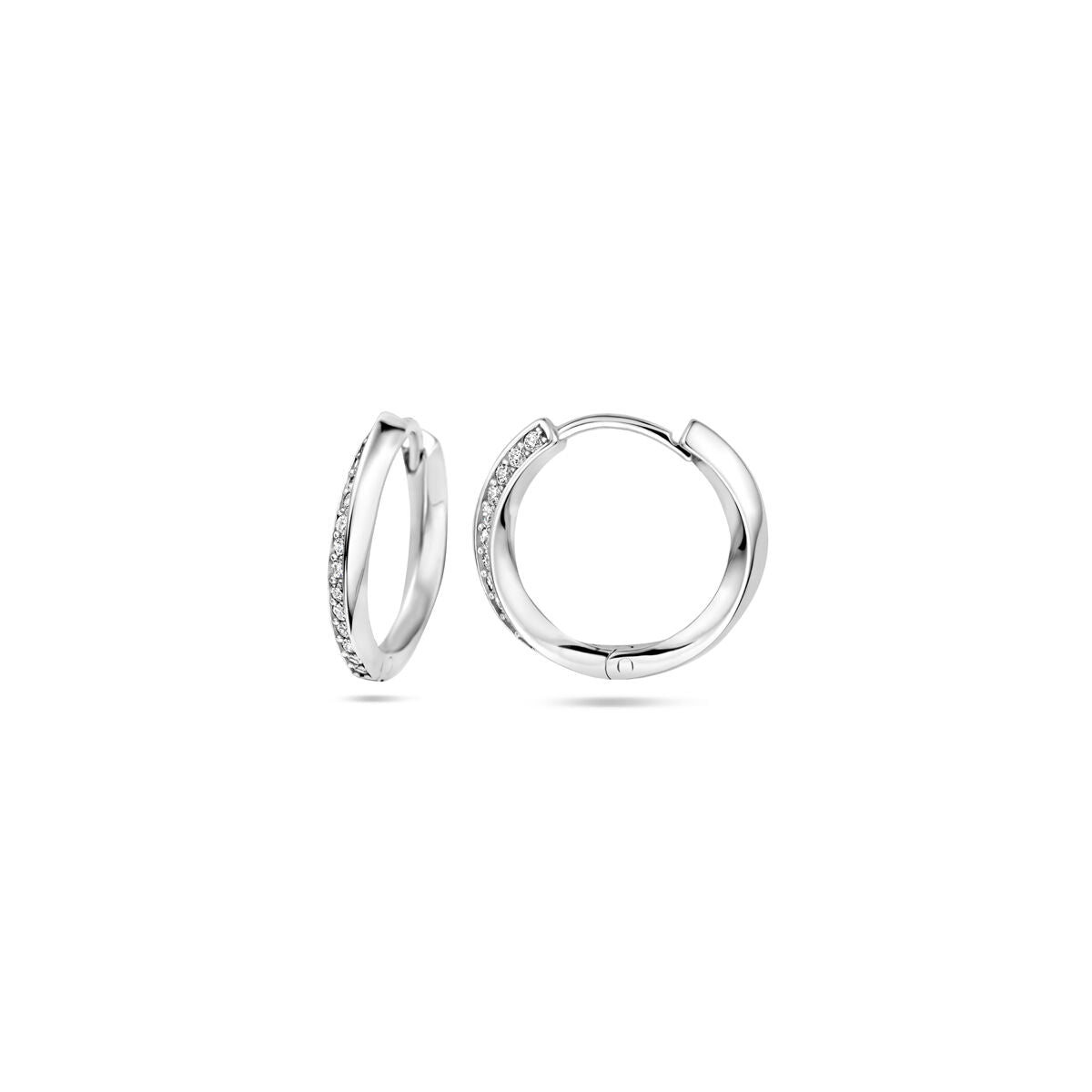 créoles zircone 16 mm argent rhodié