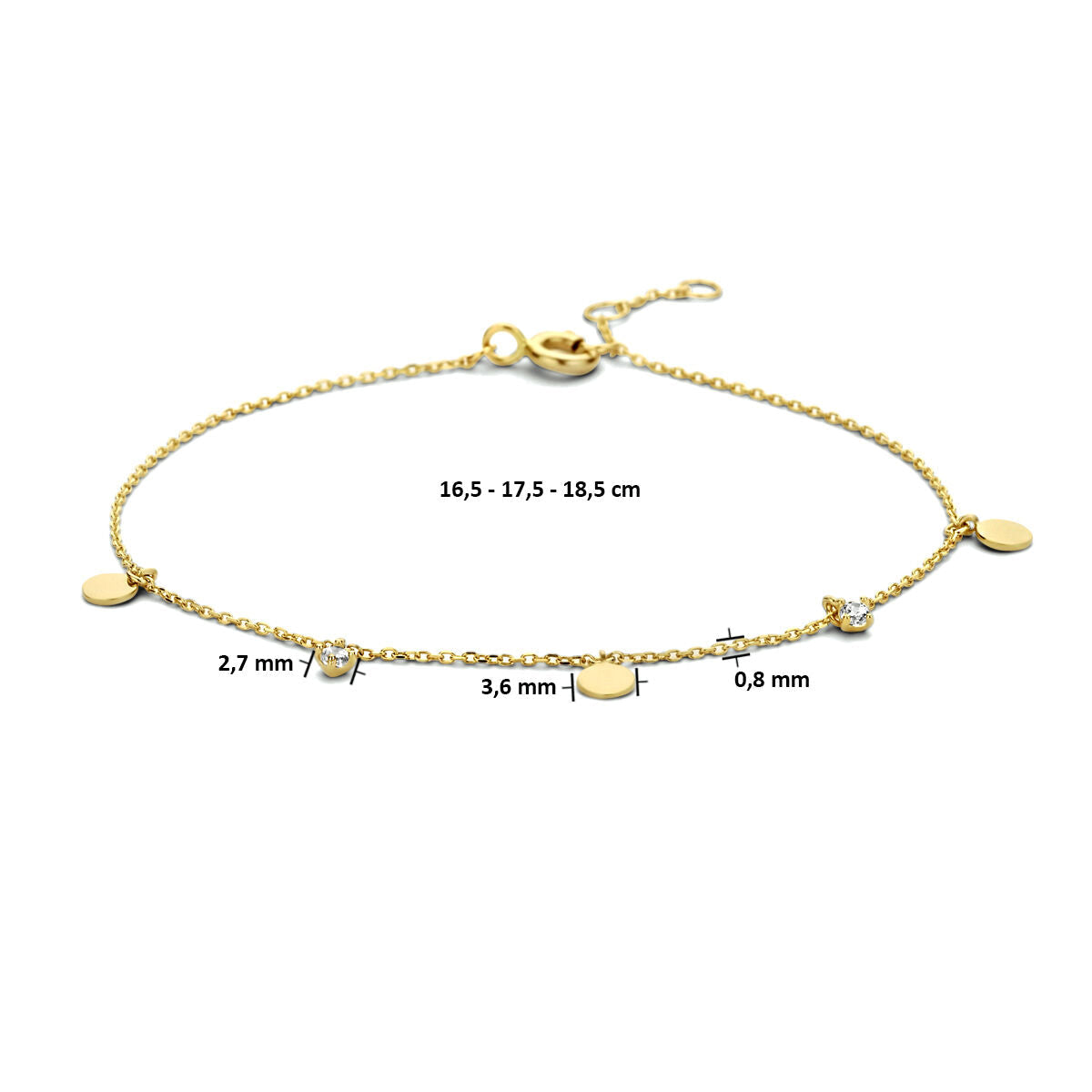 Bracelet en or pour femme ronds zircones 14K