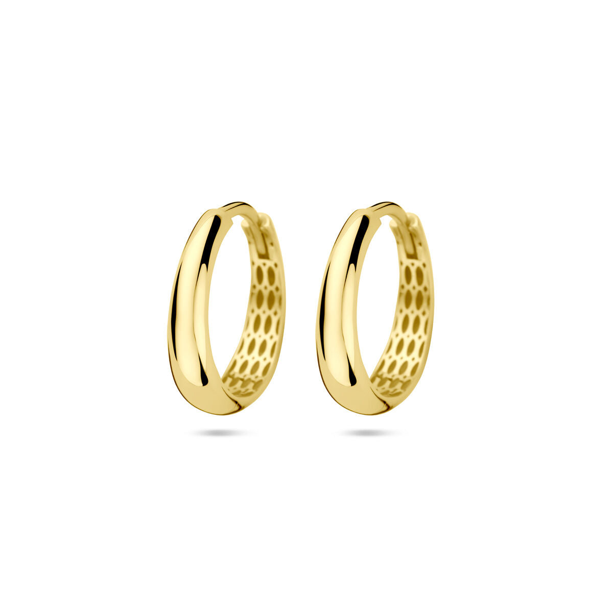 Boucles d'oreilles en or jaune 14 carats, de forme ronde et lisse, mesurant 18 mm.