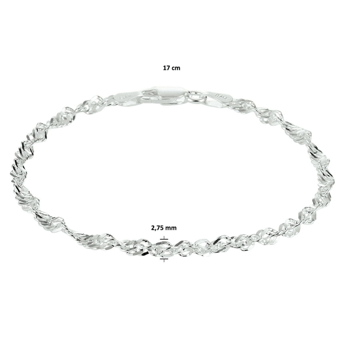 singapore 2,75 mm argent blanc