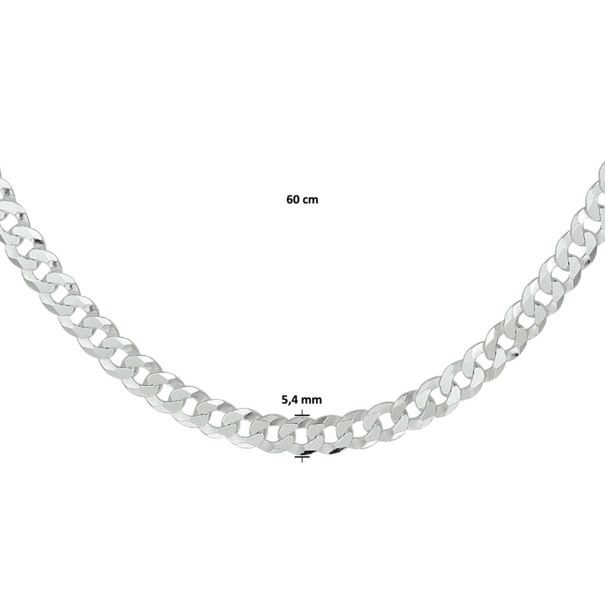 gourmette 8-facettes taillées 5,4 mm argent blanc