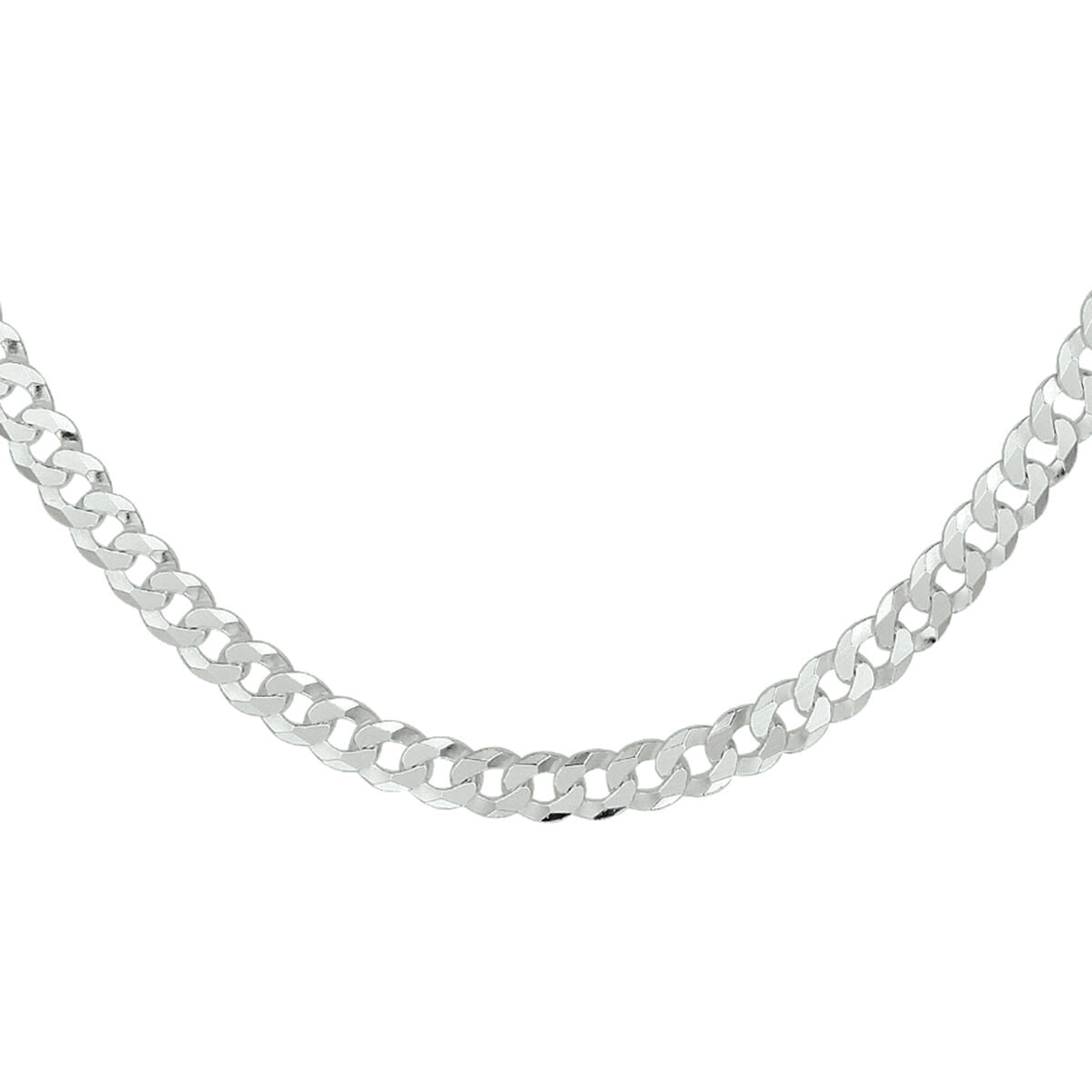 Bracelet gourmette en argent blanc, 8 côtés taillés, largeur de 5,4 mm.
