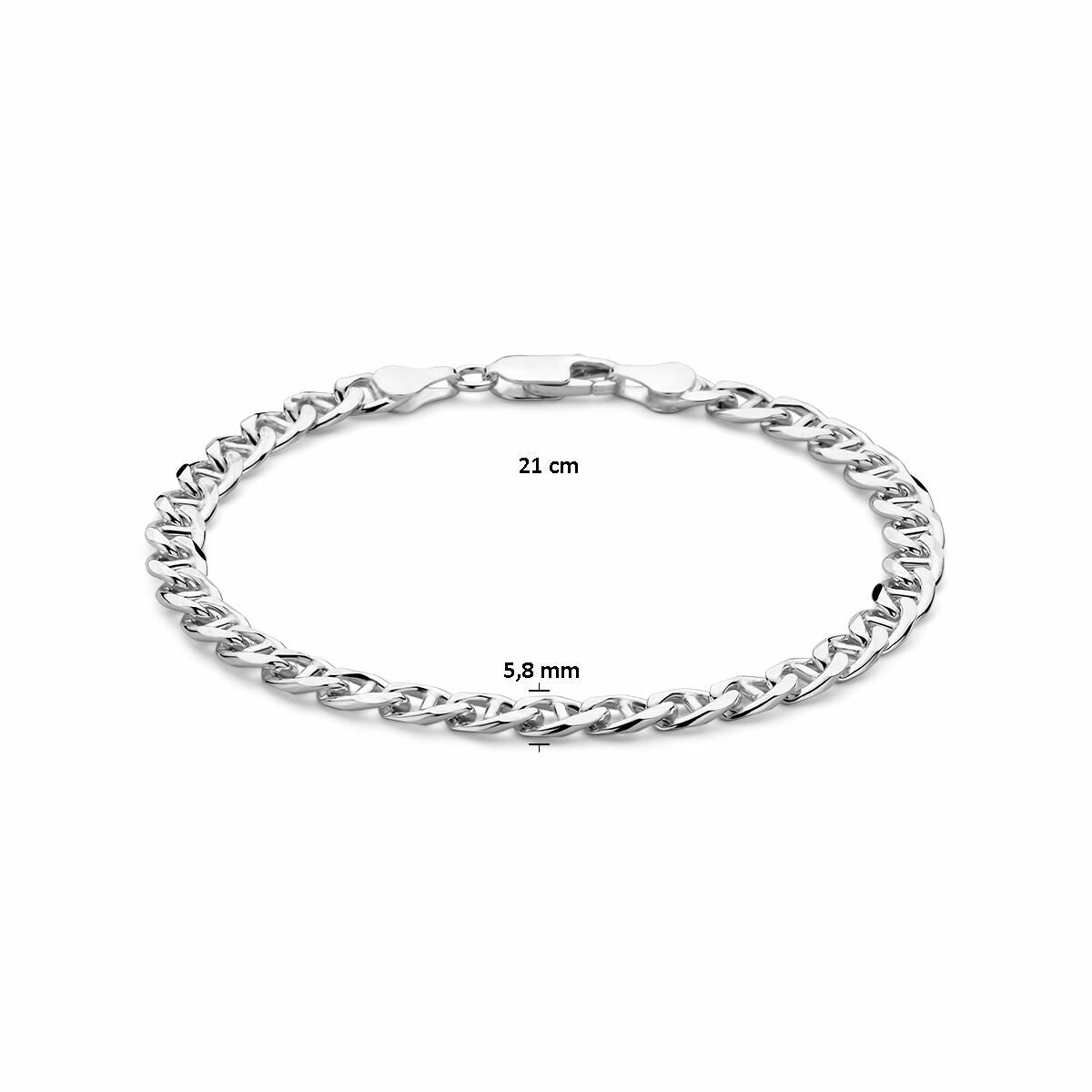 bracelet ancre 5,8 mm 21 cm argent blanc