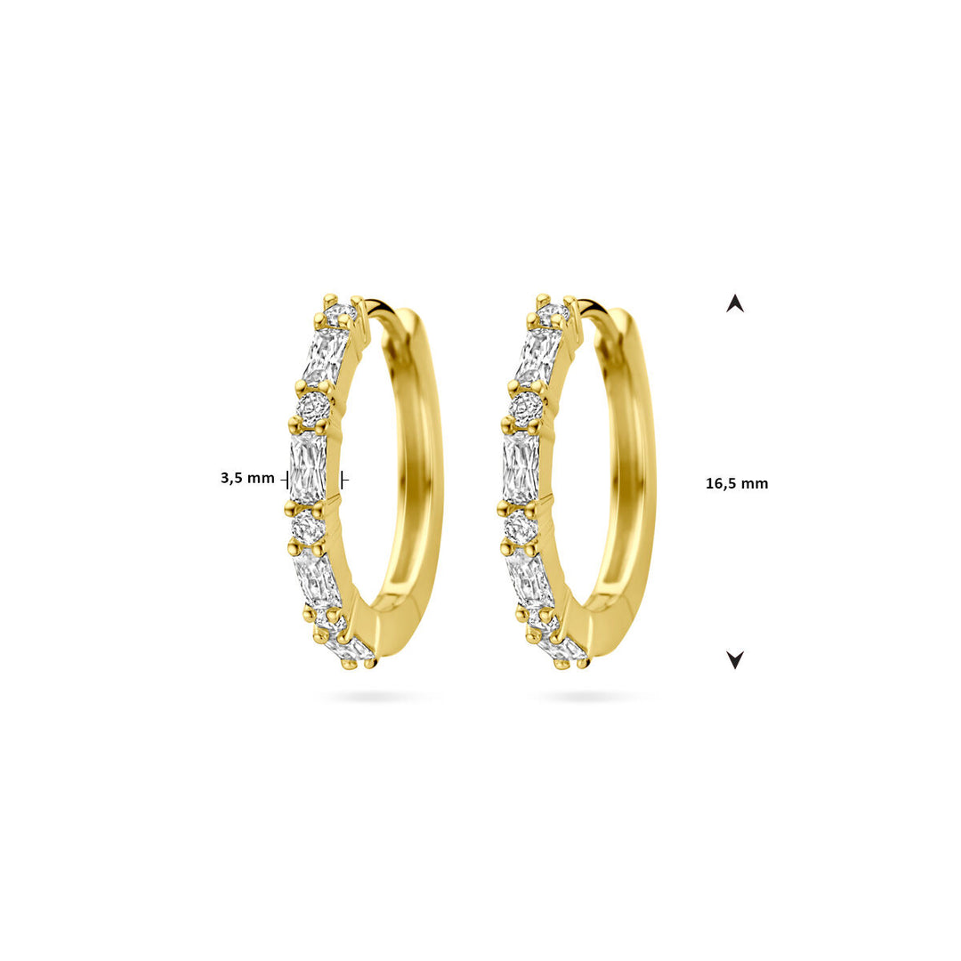 klapoorringen zirkonia 1 micron zilver verguld (geel)