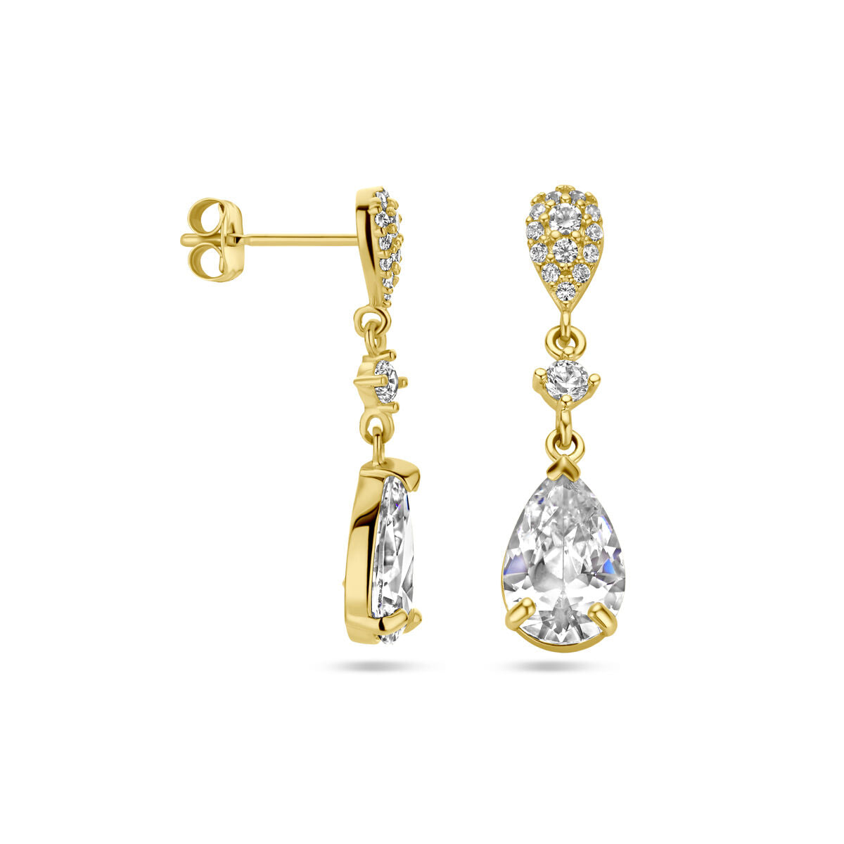 boucles d'oreilles zircone 14K or jaune