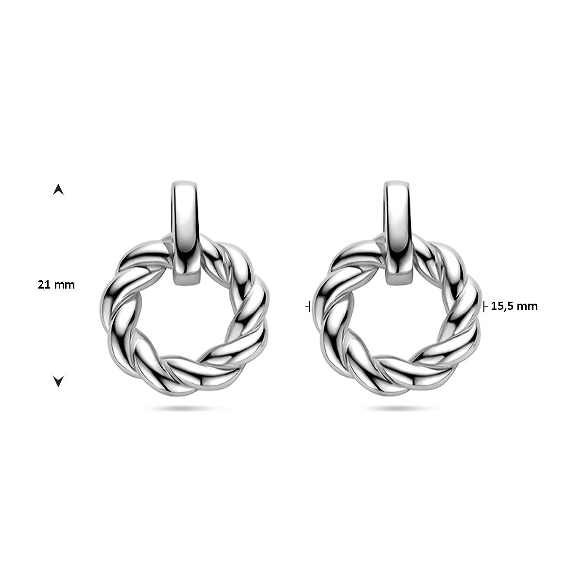 boucles d'oreilles cercle torsadé argent rhodié