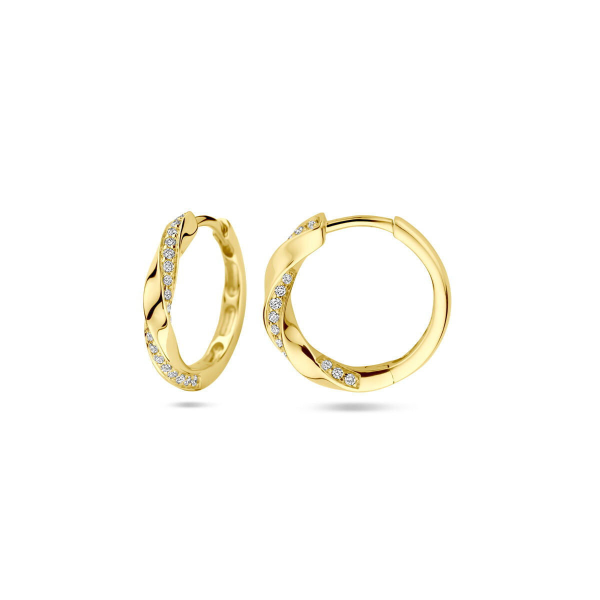 créoles diamant 0.20ct (2x 0.10ct) h si 15 mm or jaune 14K