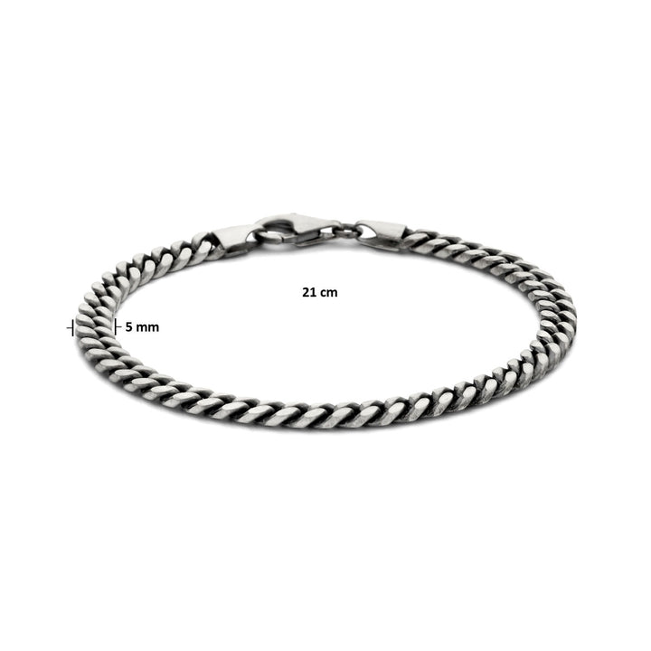 gourmette 6-zijdes geslepen oxi 5,0 mm zilver geoxideerd
