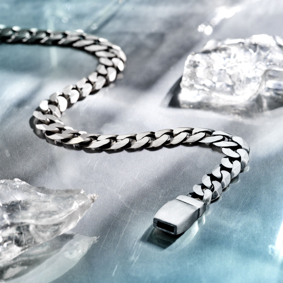 bracelet gourmette 8 côtés taillés 8,2 mm argent oxydé