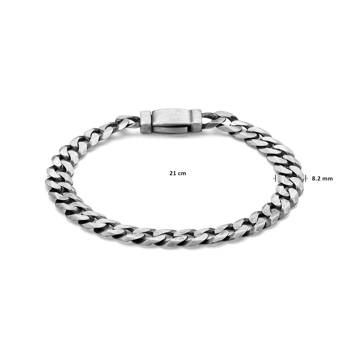 bracelet gourmette 8 côtés taillés 8,2 mm argent oxydé