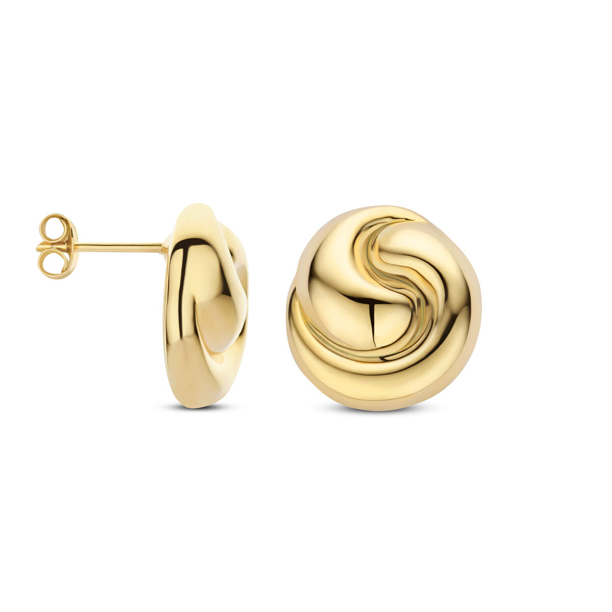 puces d'oreilles nœud 18 mm argent plaqué or (jaune)
