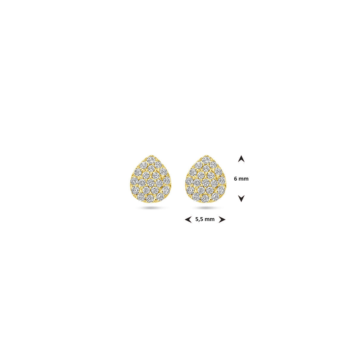 puces d'oreilles goutte diamant 0.21ct (2x 0.105ct) h si 6 mm or jaune 14K