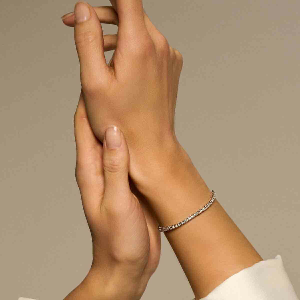 bracelet de tennis diamant 1.00ct h si 2,0 mm 17,5 cm or jaune 14K