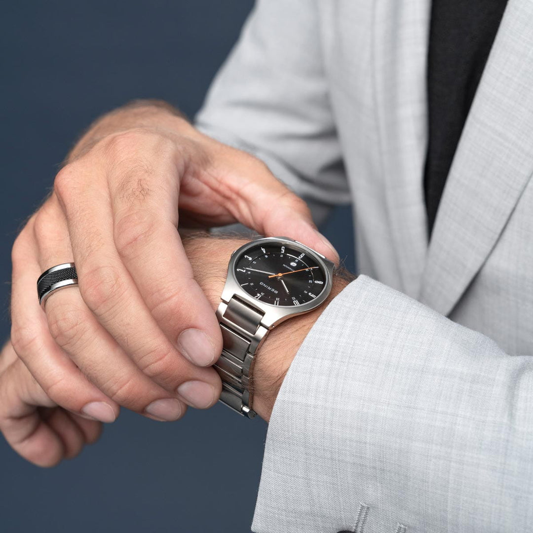 bering heren horloge grijze wijzerplaat - 11739-772