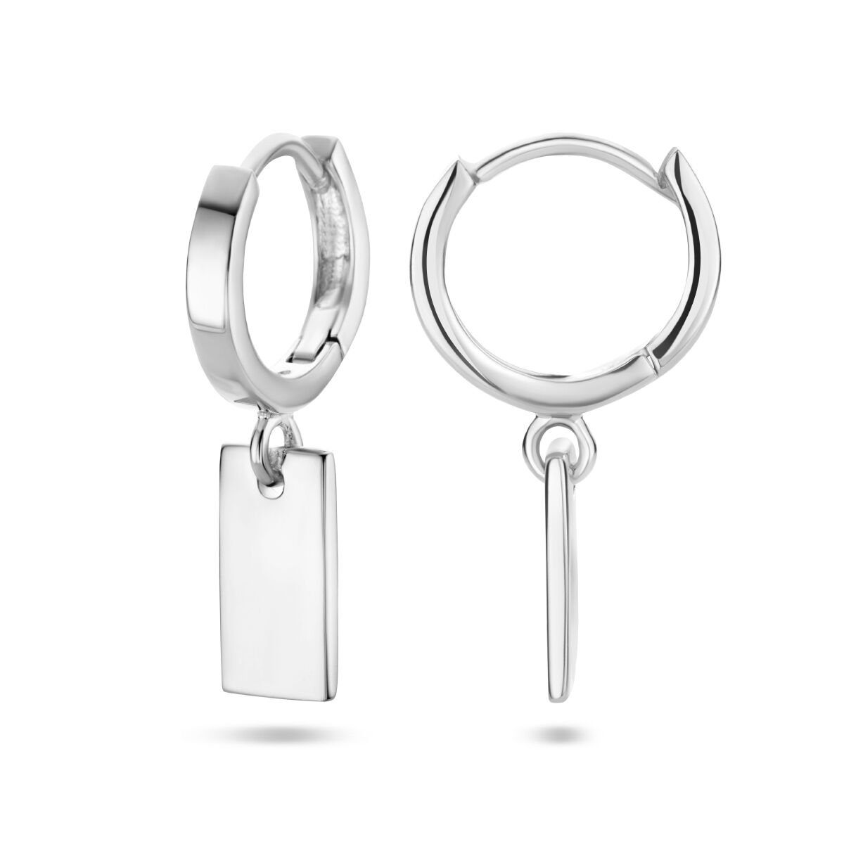 pendentif créole rectangulaire argent rhodié